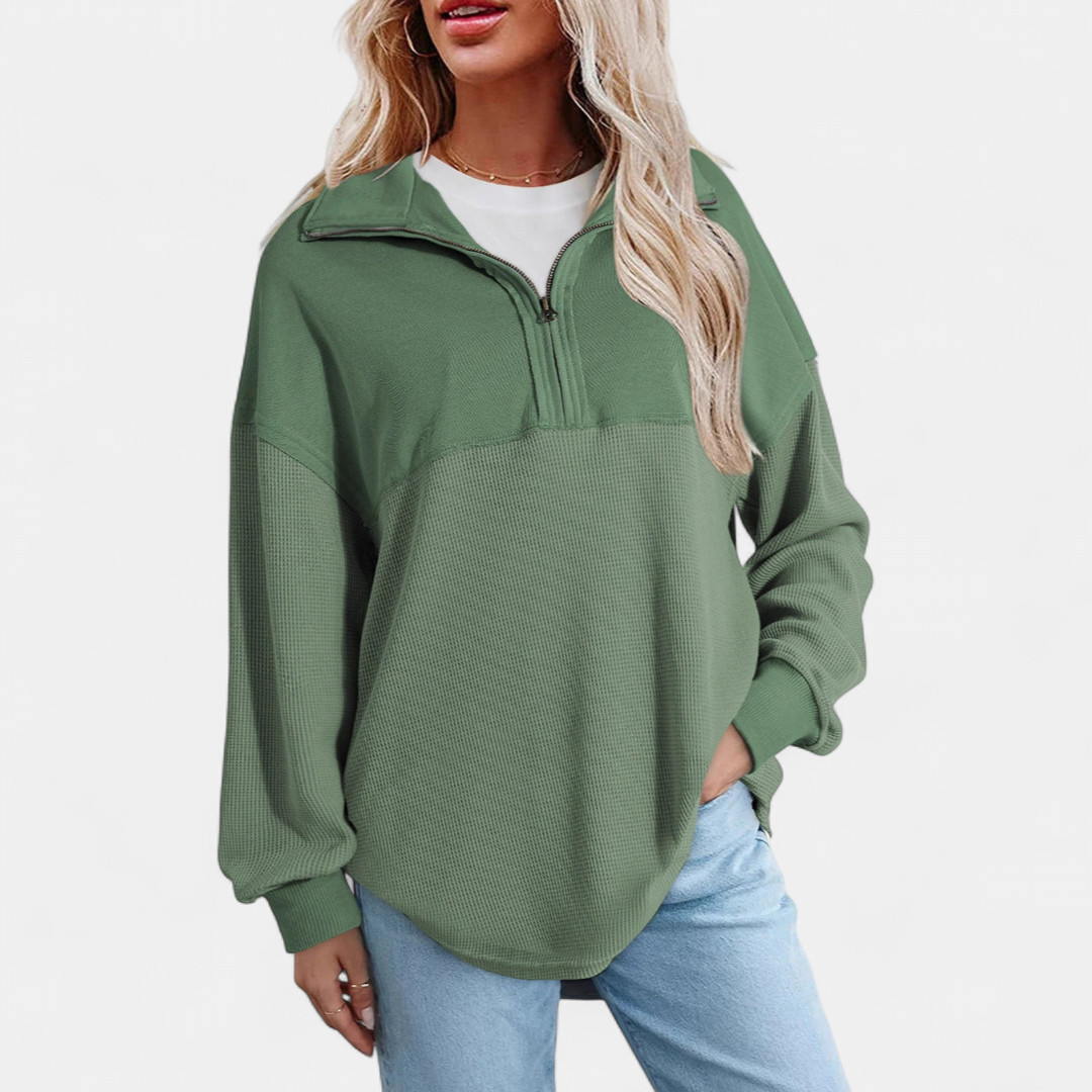 KENSEY™ – Relaxed Waffle Knit Pullover Top