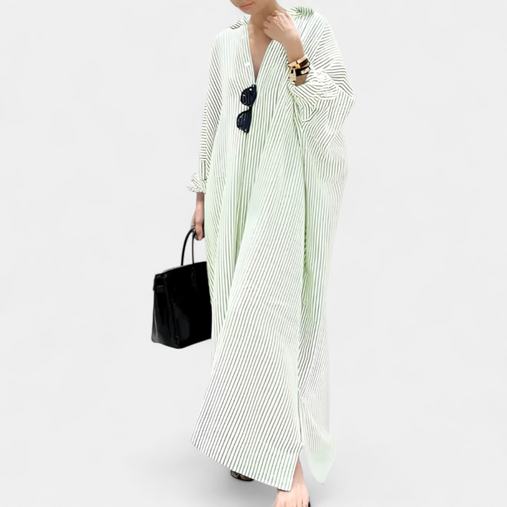 NELDA™ – Relaxed Striped Shirt Maxi Dress