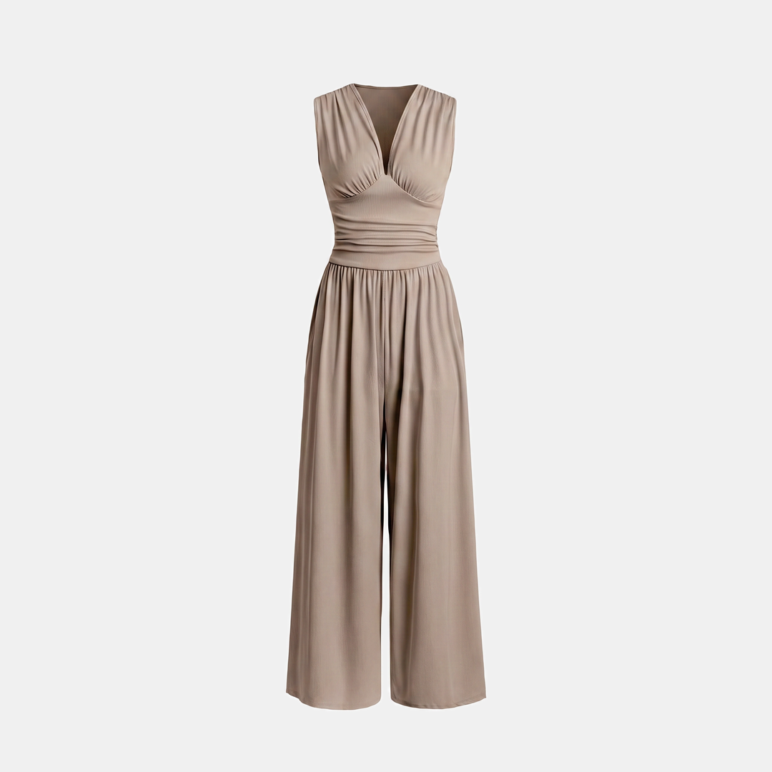 Women's Sleeveless Wide Leg Ribbed Jumpsuit