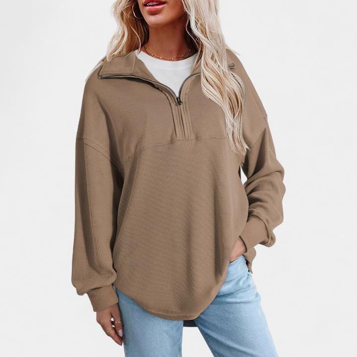 KENSEY™ – Relaxed Waffle Knit Pullover Top
