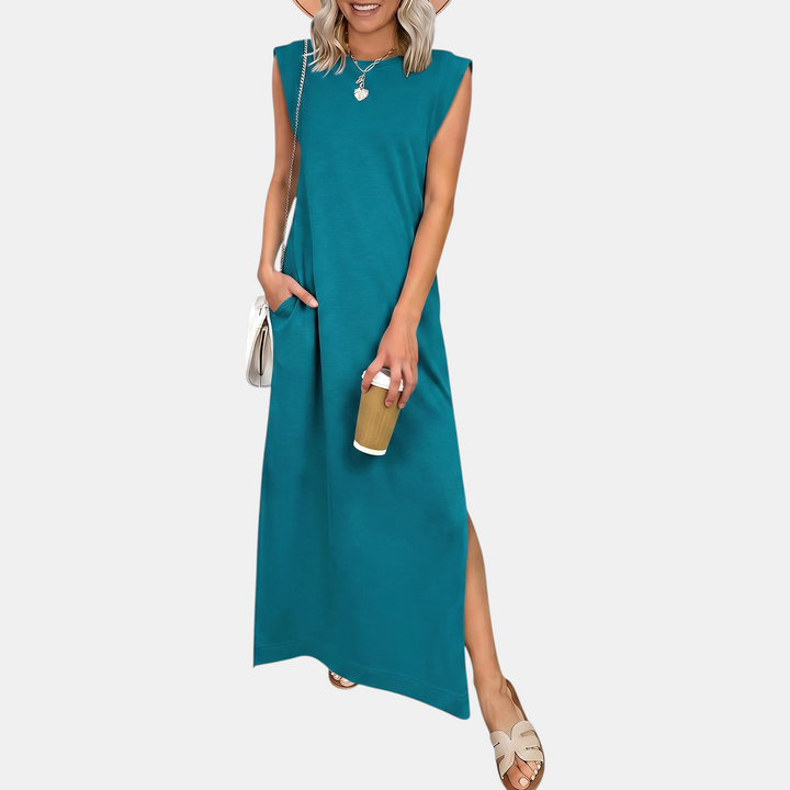 Women's Sleeveless Loose Fit Split Hem Maxi Sundress