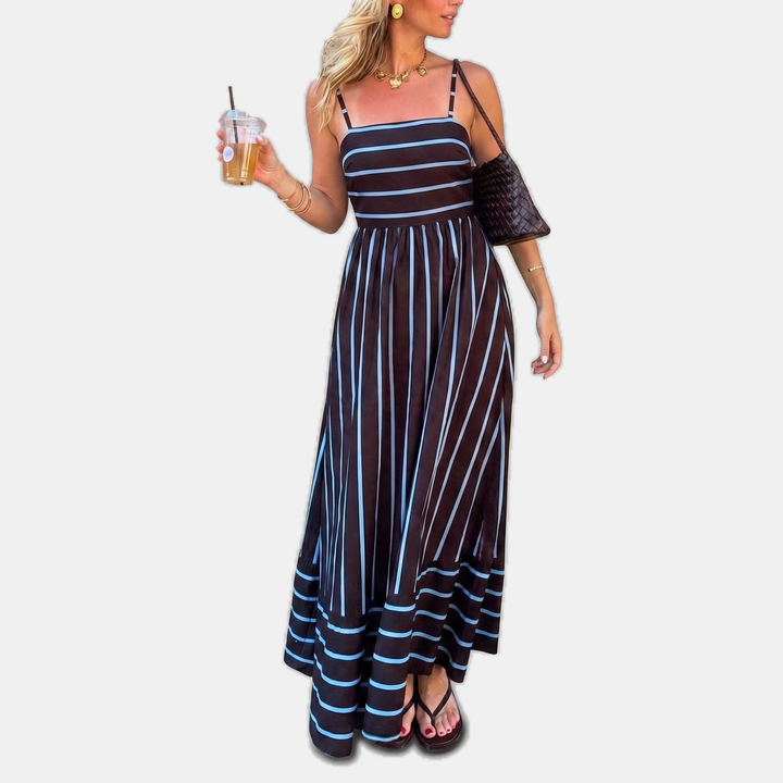 Women's Square Neck Thin Strap Tiered Casual Vacation Maxi Dress