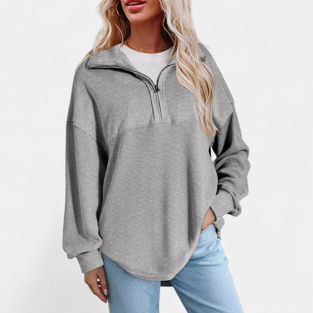 KENSEY™ – Relaxed Waffle Knit Pullover Top