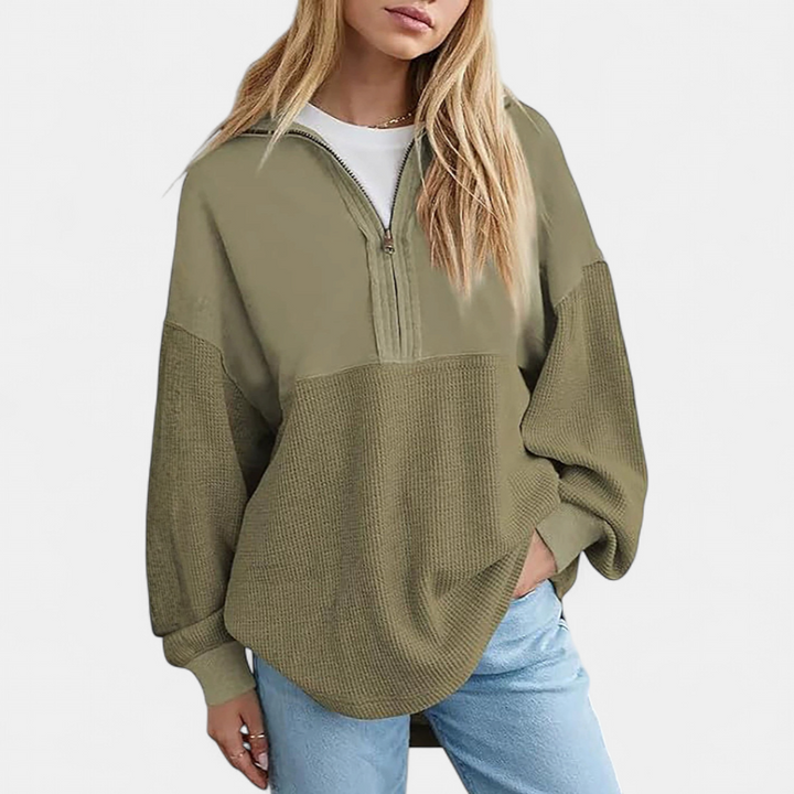 HADWEN™ – Cozy Half-Zip Waffle Knit Pullover