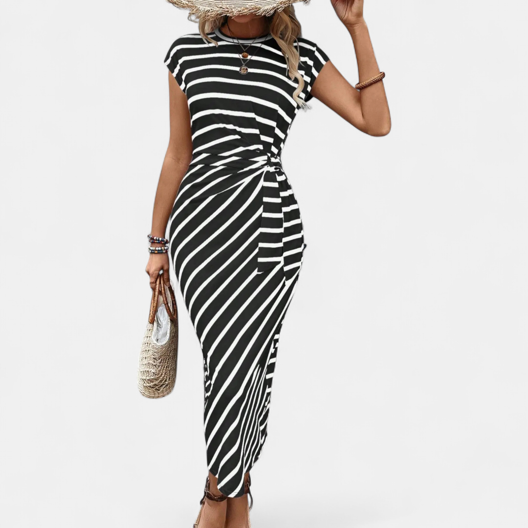 SOLÈNE™ – Boho Waist-Tie Flowy Maxi Dress
