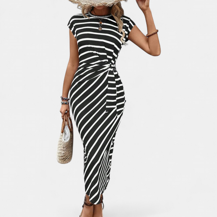 SOLÈNE™ – Boho Waist-Tie Flowy Maxi Dress