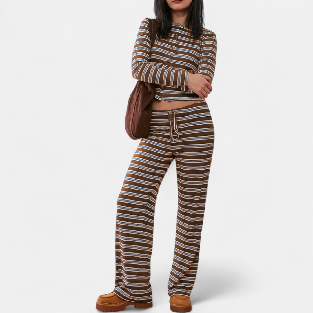 ROXLYN™ – Colorblock Striped Lounge Two-Piece Set