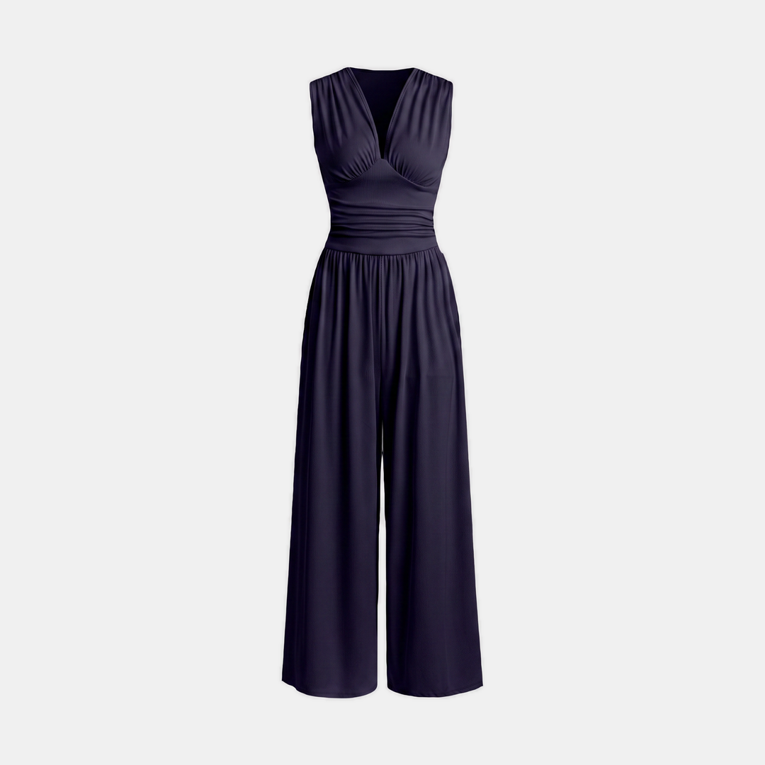 Women's Sleeveless Wide Leg Ribbed Jumpsuit