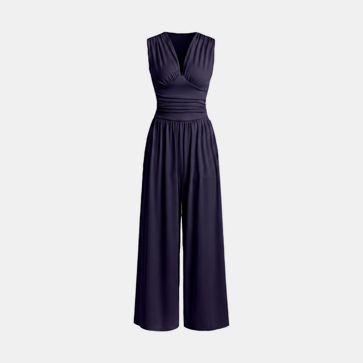 Women's Sleeveless Wide Leg Ribbed Jumpsuit