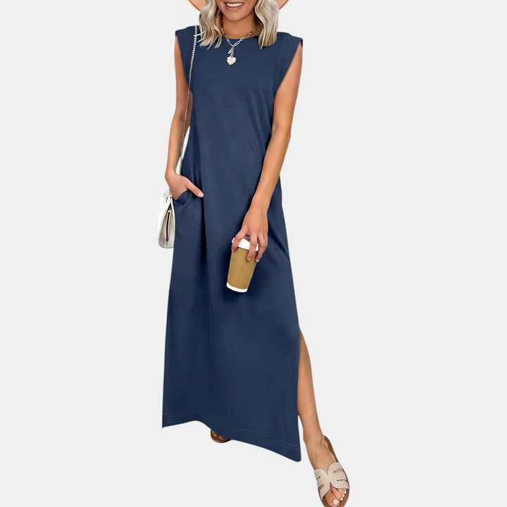 Women's Sleeveless Loose Fit Split Hem Maxi Sundress
