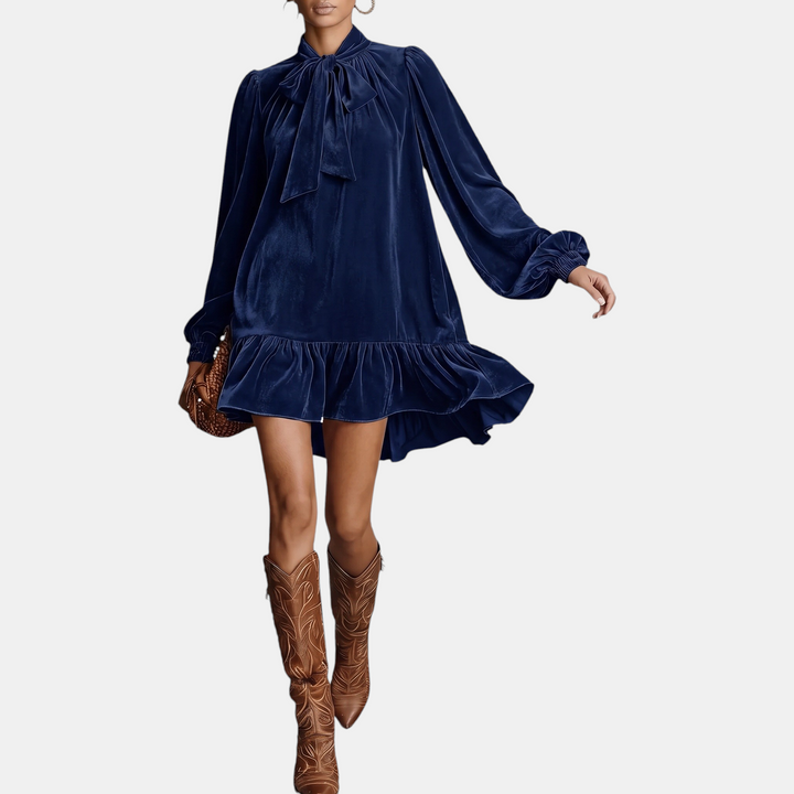 Women's Relaxed Sleeve Velvet Babydoll Mini Dress