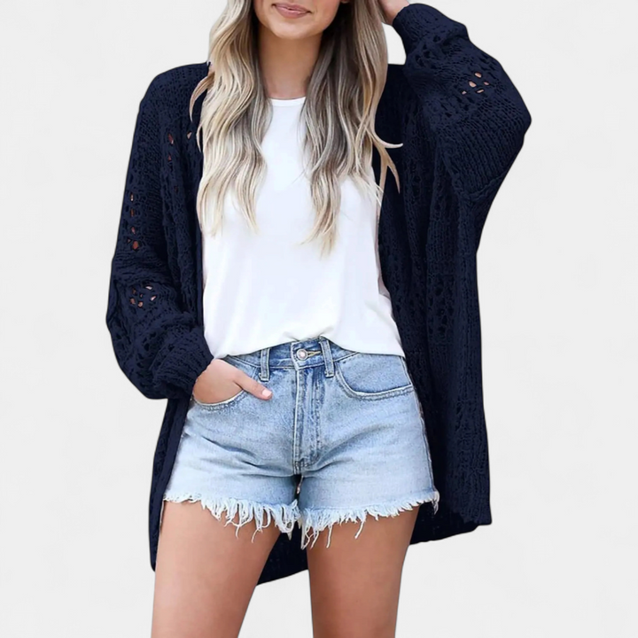 FIORELLA™ – Boho Hollow-Out Knit Cardigan