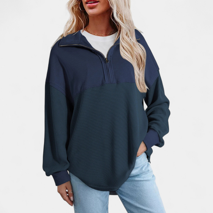 KENSEY™ – Relaxed Waffle Knit Pullover Top
