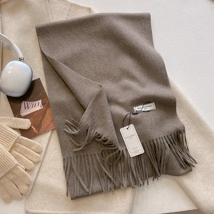 KHIONNE™ - Comfy Soft Plain Tassel Scarf Shawls