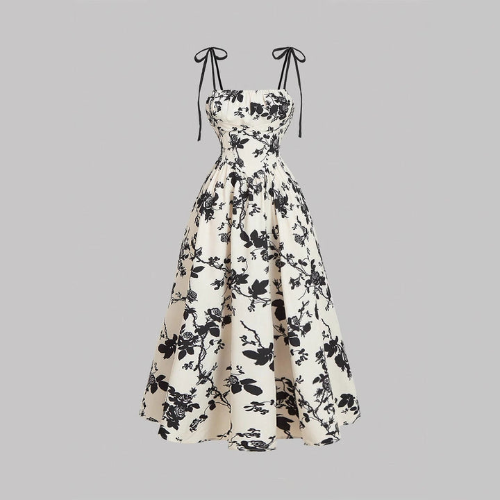 DAHLIANA™ - Elegant Summer Floral Tie-Shoulder Sundress