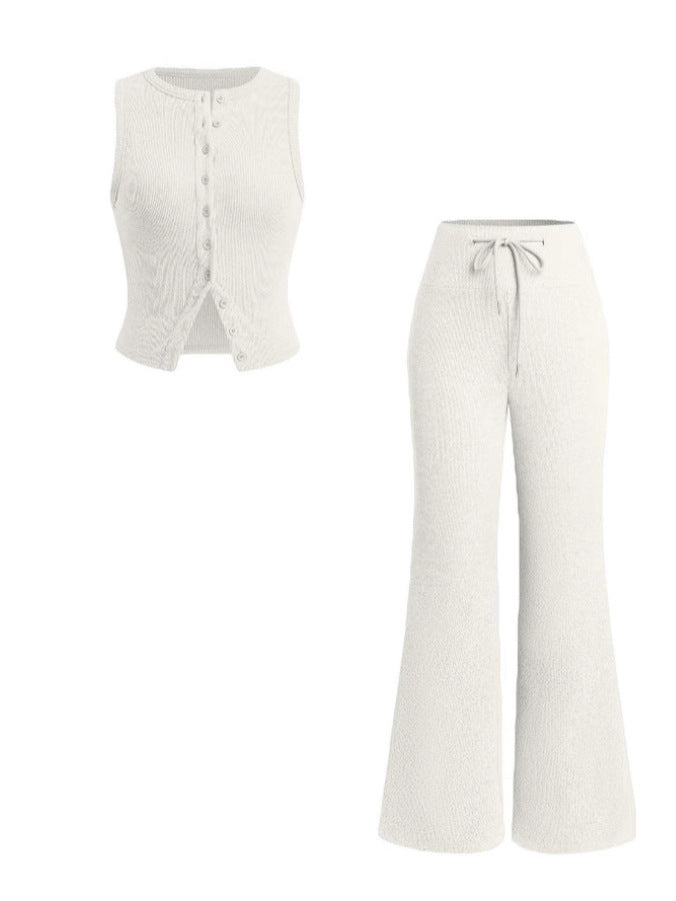 HILDA™ - Women’s Sleeveless Vest & Wide Leg Pants