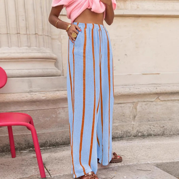 CHARO™ – Comfy Striped Wide-Leg Lounge Trousers