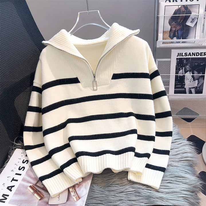 TIANA™ - Chic Striped Long Sleeve Collared Top