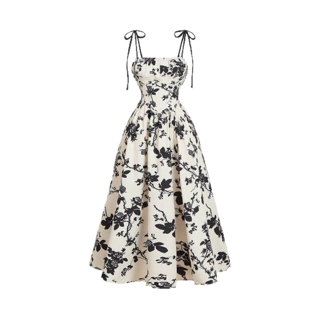 DAHLIANA™ - Elegant Summer Floral Tie-Shoulder Sundress