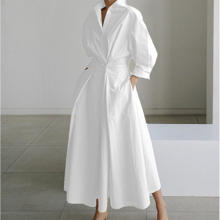 SOFER™ - Elegant Front Wrap Collared Maxi Dress