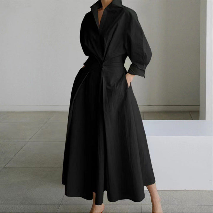 SOFER™ - Elegant Front Wrap Collared Maxi Dress
