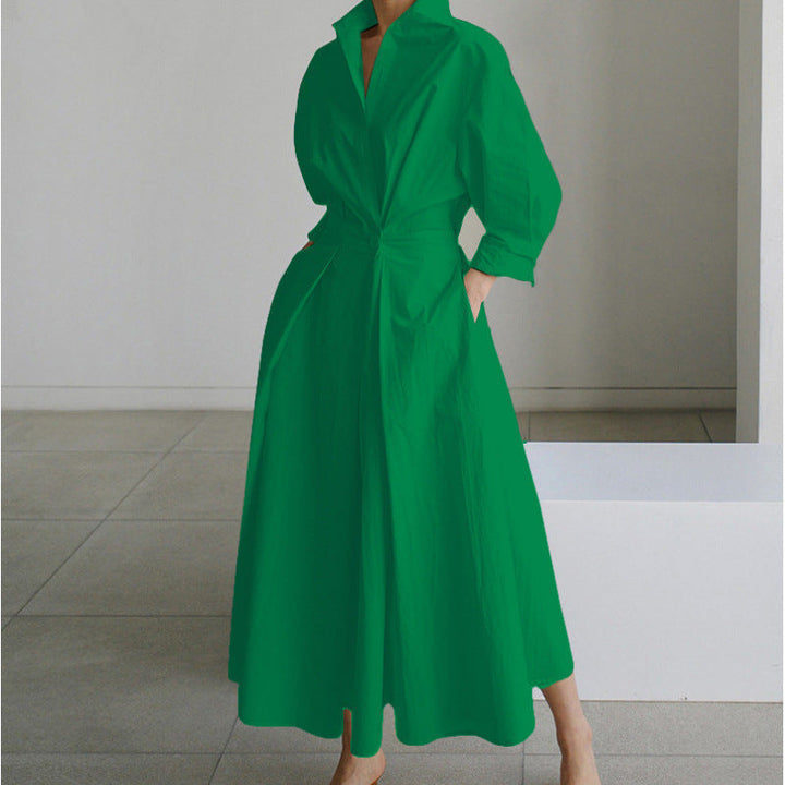 SOFER™ - Elegant Front Wrap Collared Maxi Dress
