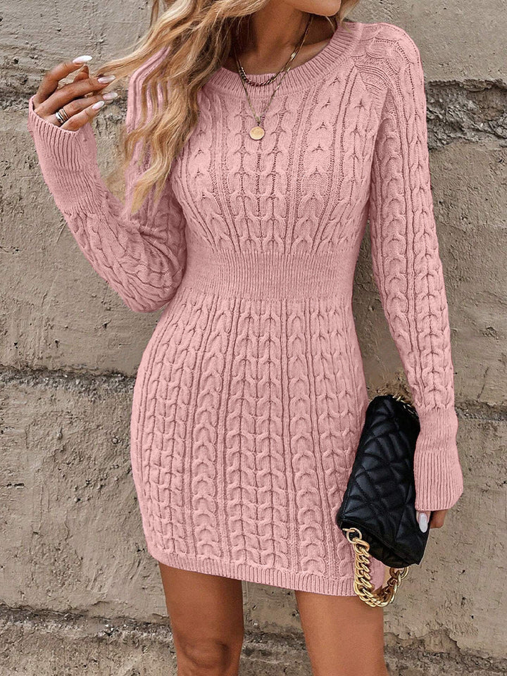 ALVA™ - Cable Knit Bodycon Sweater Dress with Round Neck for Fall & Winter