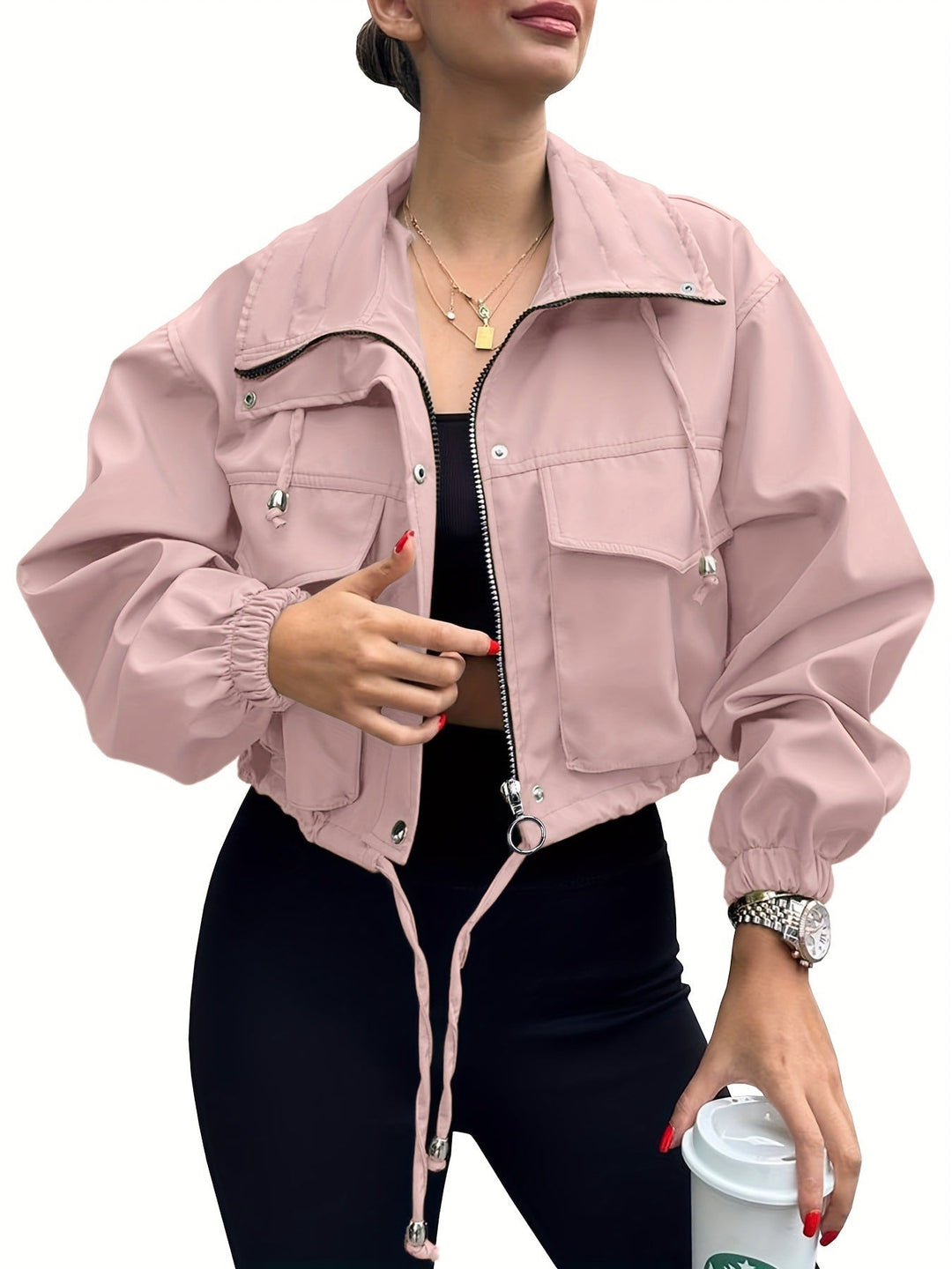 AGAPITA™ – Lightweight Zip-Up Cropped Jacket