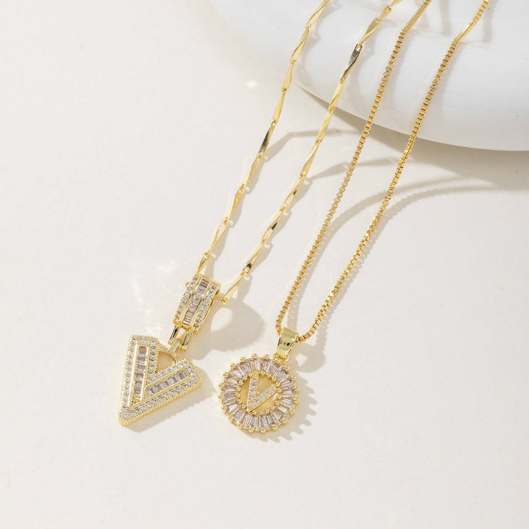 AISHA™ - Elegant 2-Pack Initial Letter Pendant Necklaces