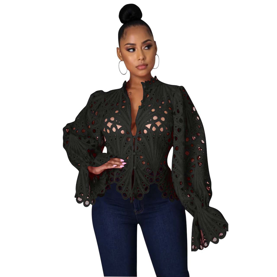 ISALI™ - Chic Asymmetrical Flounce Sleeve Blouse