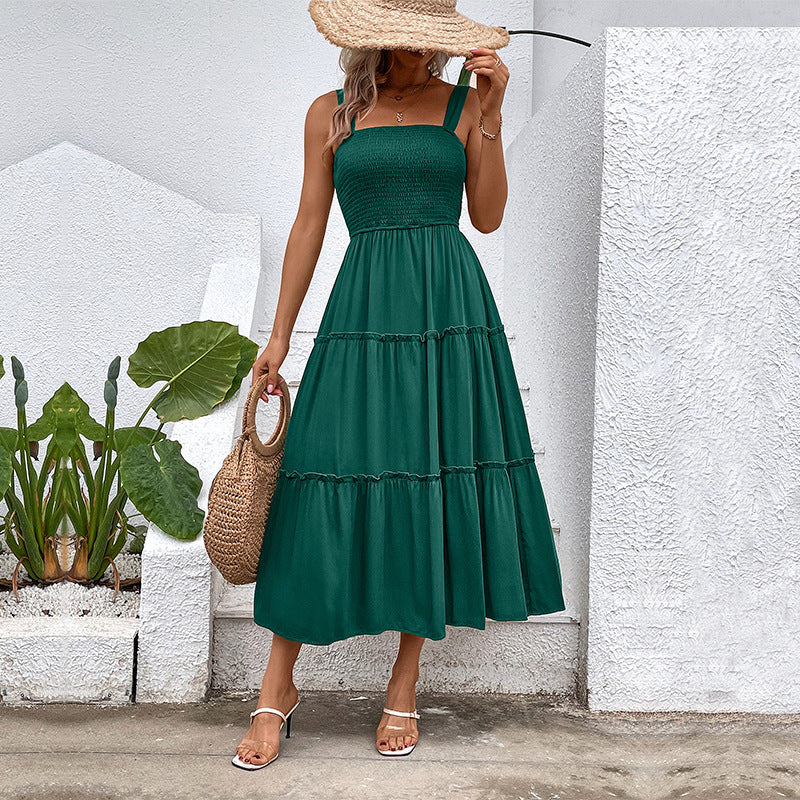 FIORELLE™ – Vintage Frill Hem Shirred Backless Sundress