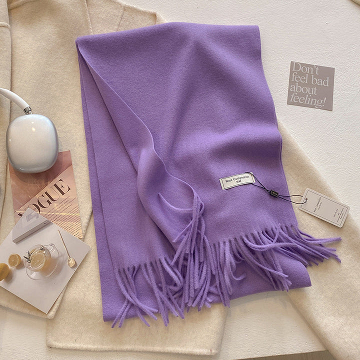 KHIONNE™ - Comfy Soft Plain Tassel Scarf Shawls