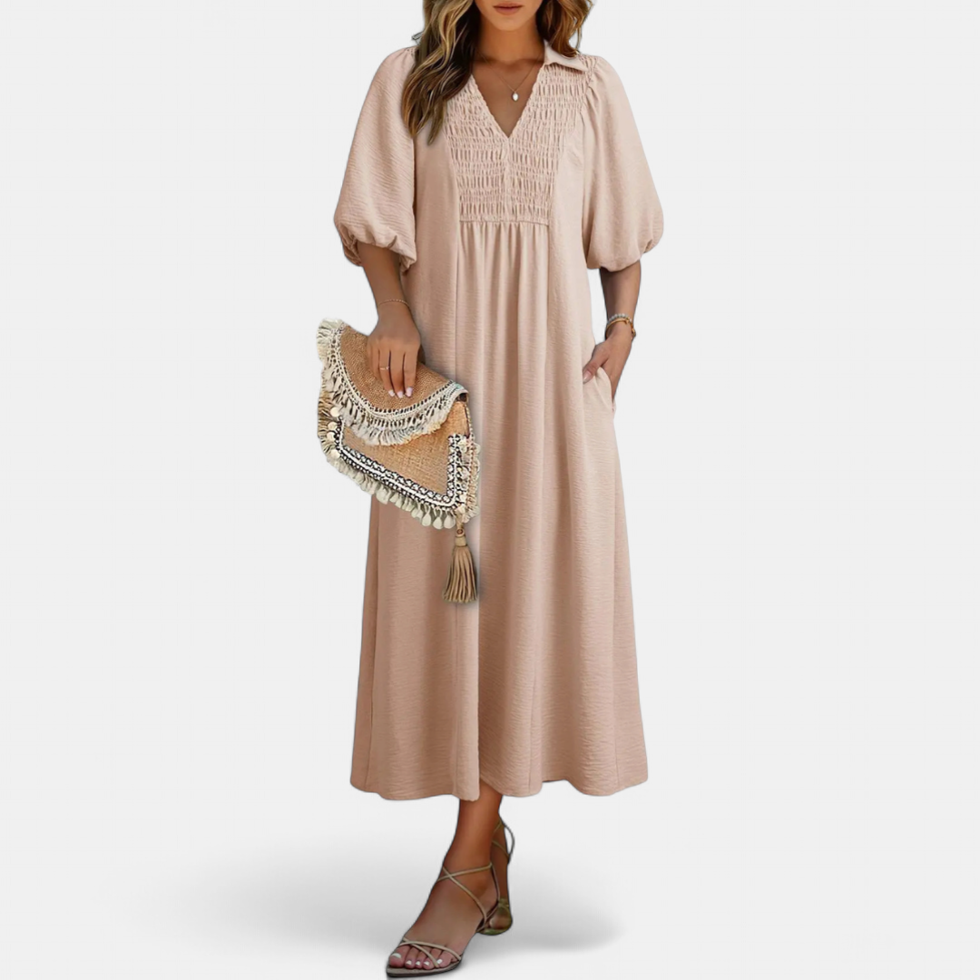 MERIDIAN™ – Breezy Puff Sleeve A-Line Dress