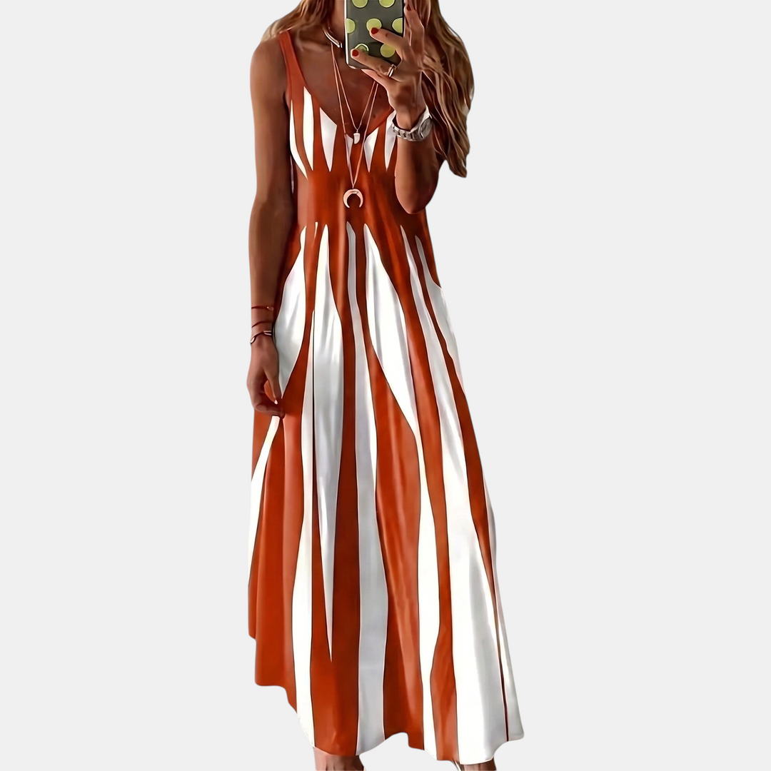 Women's Spaghetti Strap V-Neck Boho Sundress Long Dress