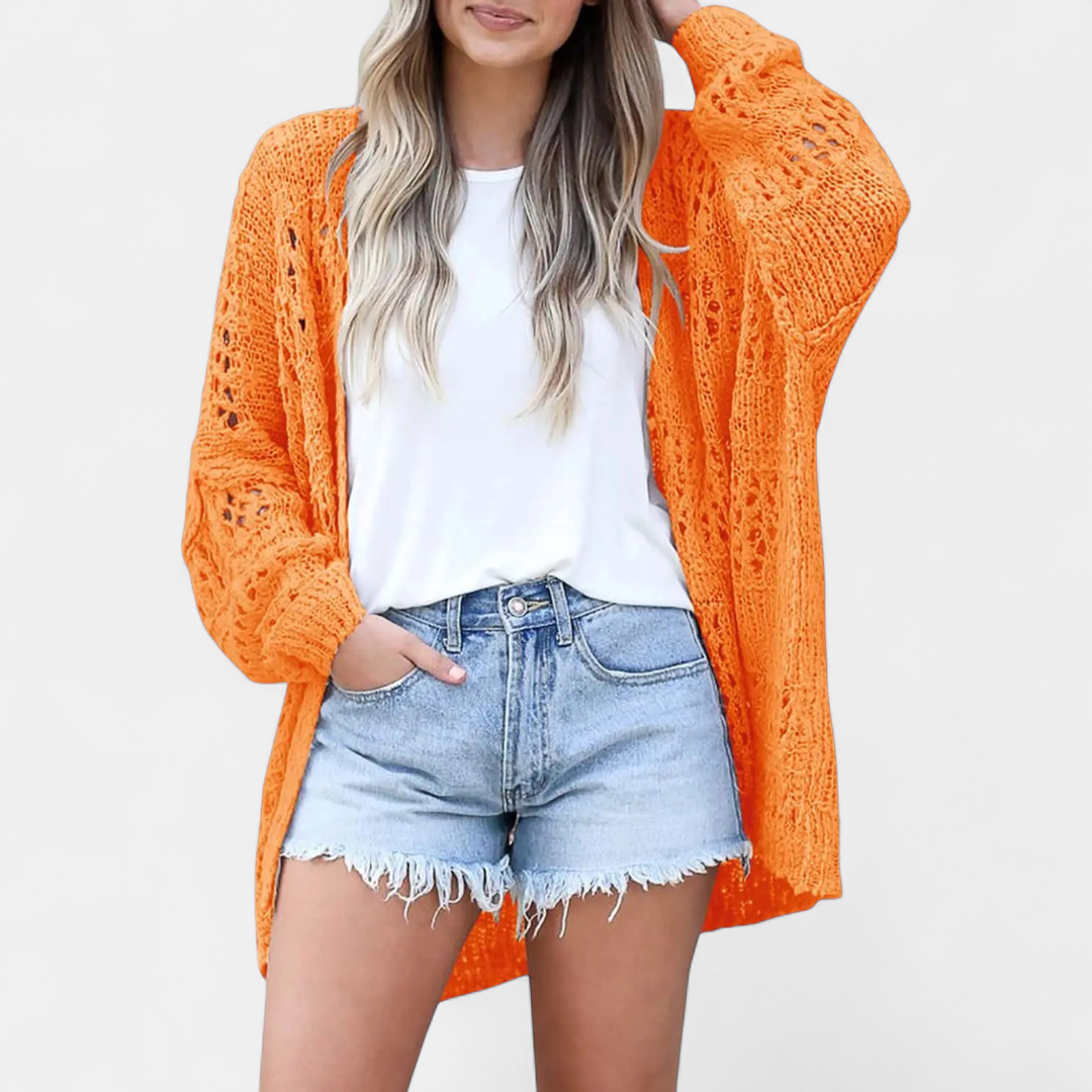 FIORELLA™ – Boho Hollow-Out Knit Cardigan