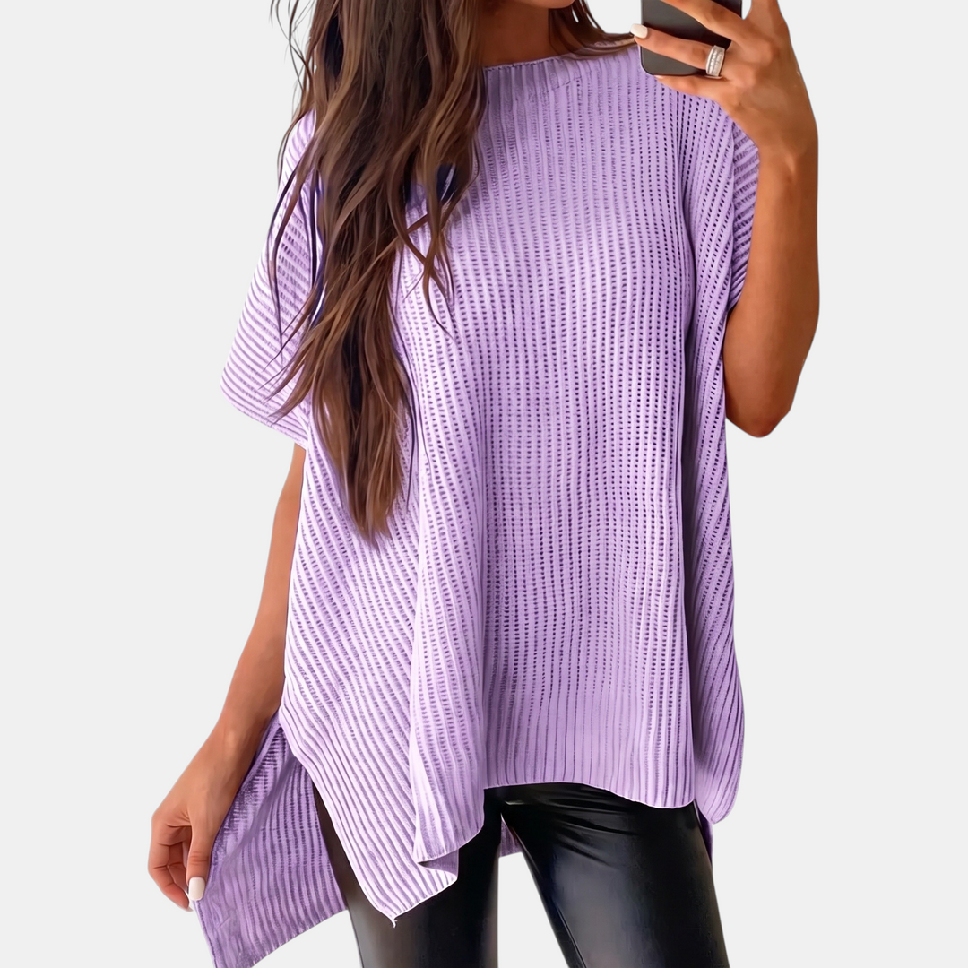 Women's Oversized Drop Shoulder Puff Sleeve Knit Pullover Sweater