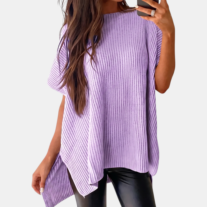 Women's Oversized Drop Shoulder Puff Sleeve Knit Pullover Sweater
