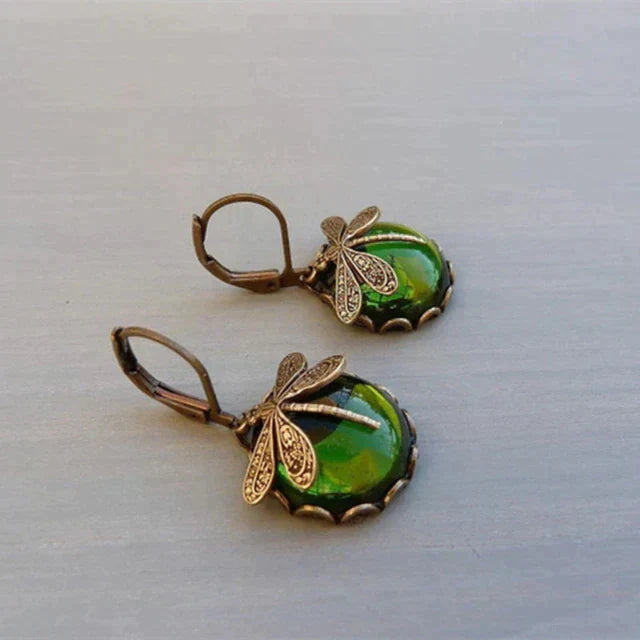 TAMARA™ - Spherical Dragonfly Earrings in Antique Gold
