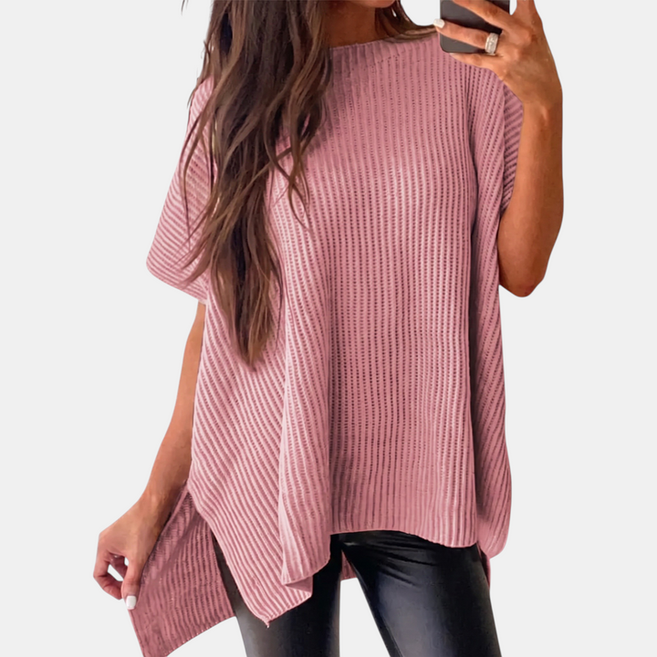 Women's Oversized Drop Shoulder Puff Sleeve Knit Pullover Sweater