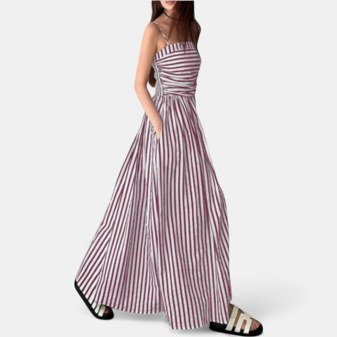 SOLÈNE™ – Striped Spaghetti Strap Maxi Dress