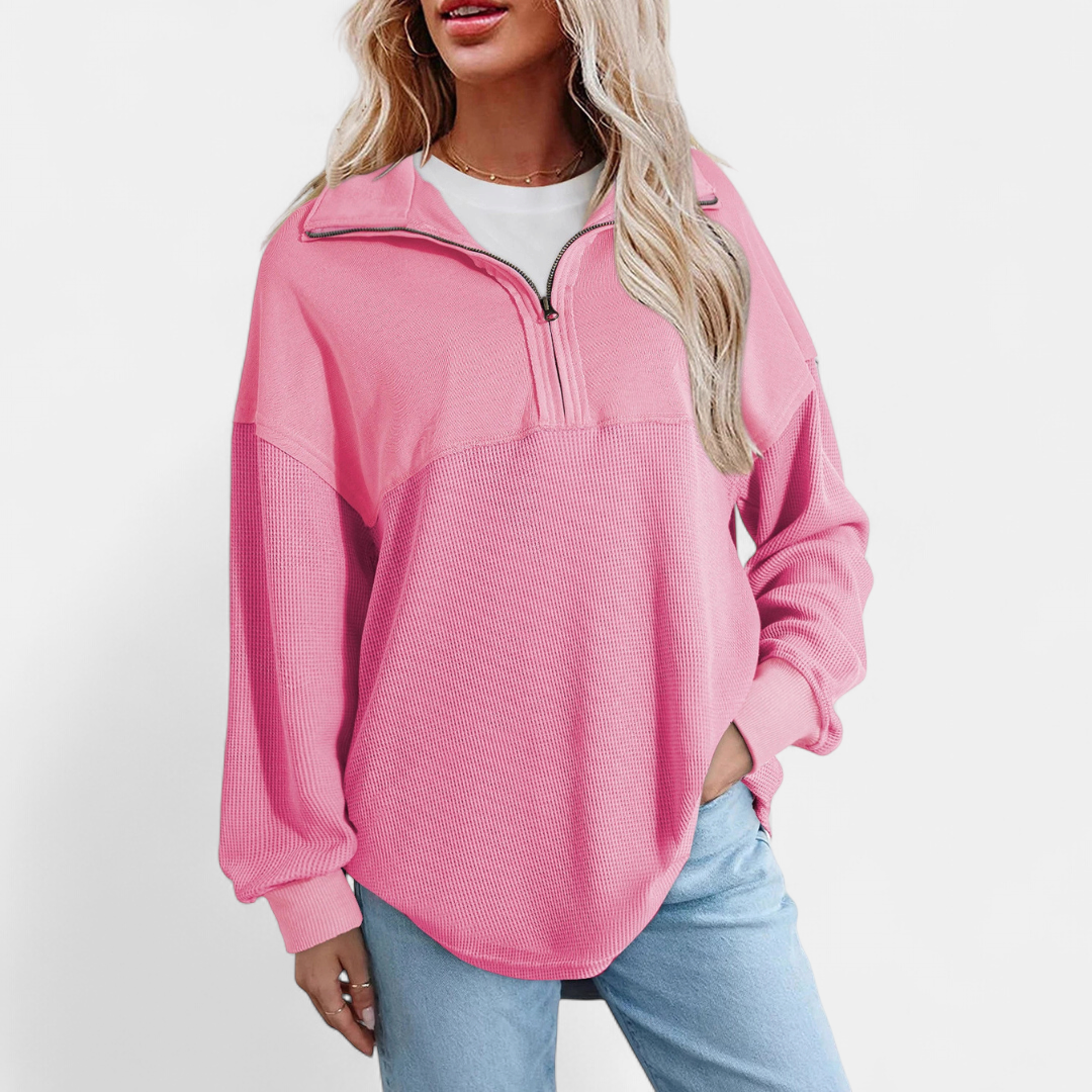 KENSEY™ – Relaxed Waffle Knit Pullover Top