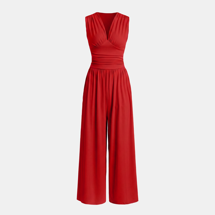 Women's Sleeveless Wide Leg Ribbed Jumpsuit
