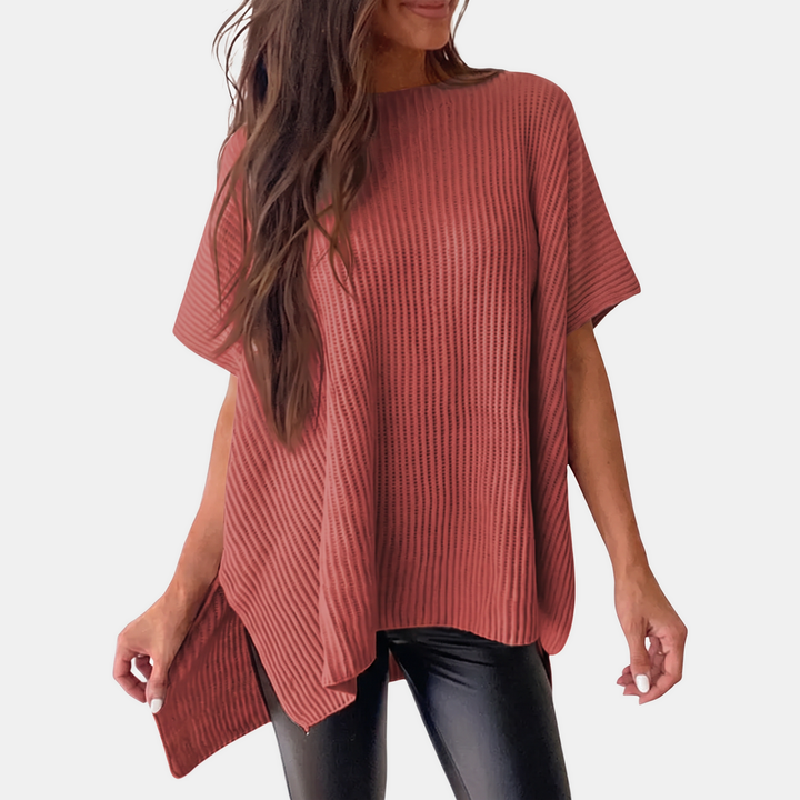 Women's Oversized Drop Shoulder Puff Sleeve Knit Pullover Sweater
