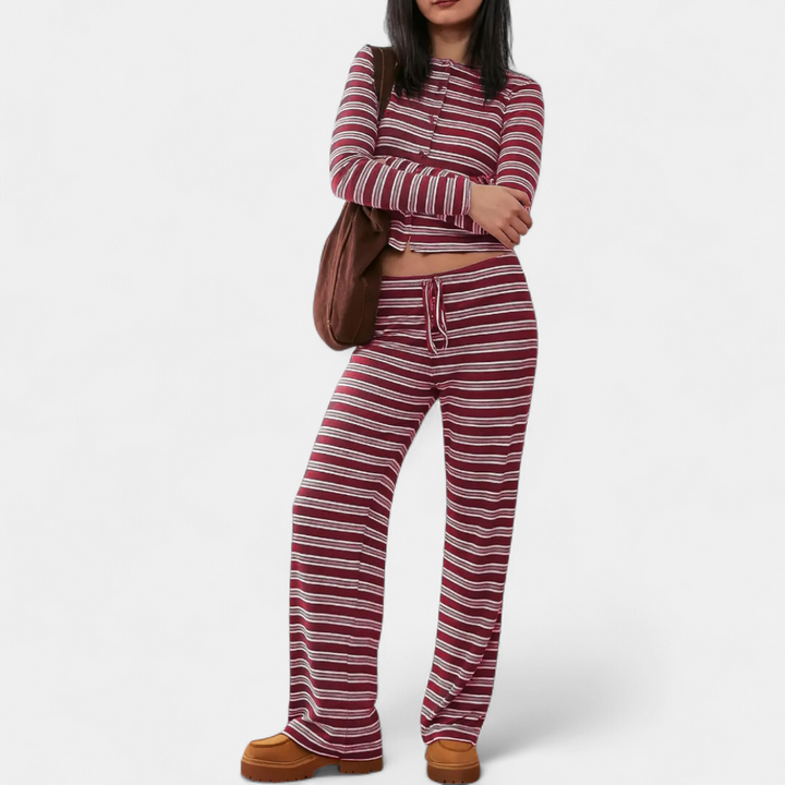 ROXLYN™ – Colorblock Striped Lounge Two-Piece Set