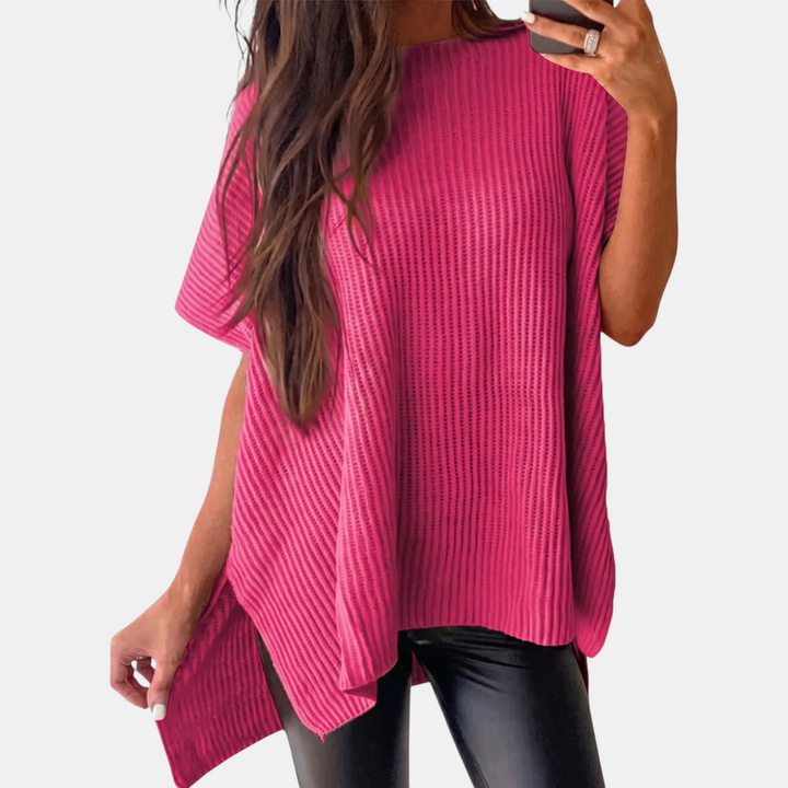 Women's Oversized Drop Shoulder Puff Sleeve Knit Pullover Sweater