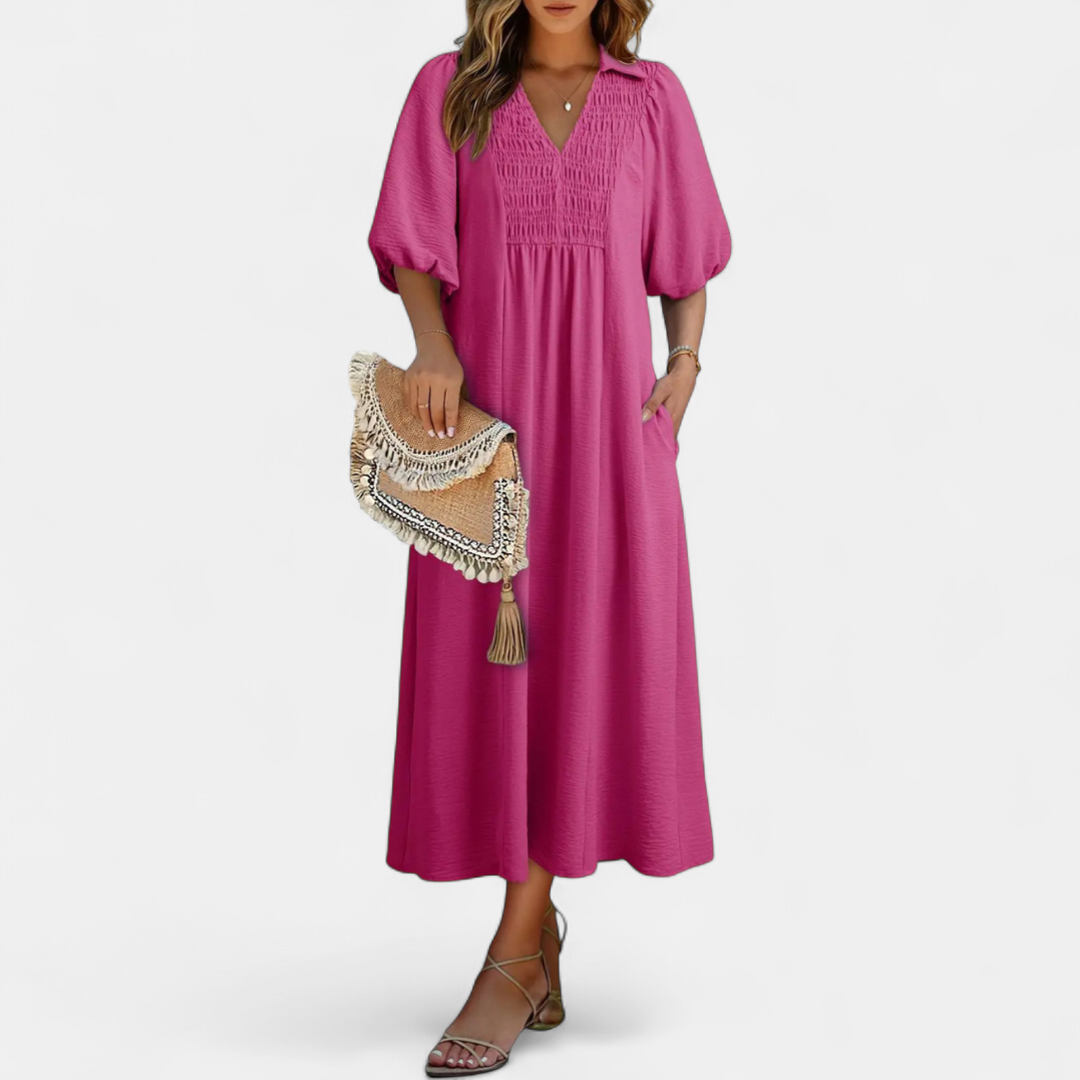 MERIDIAN™ – Breezy Puff Sleeve A-Line Dress