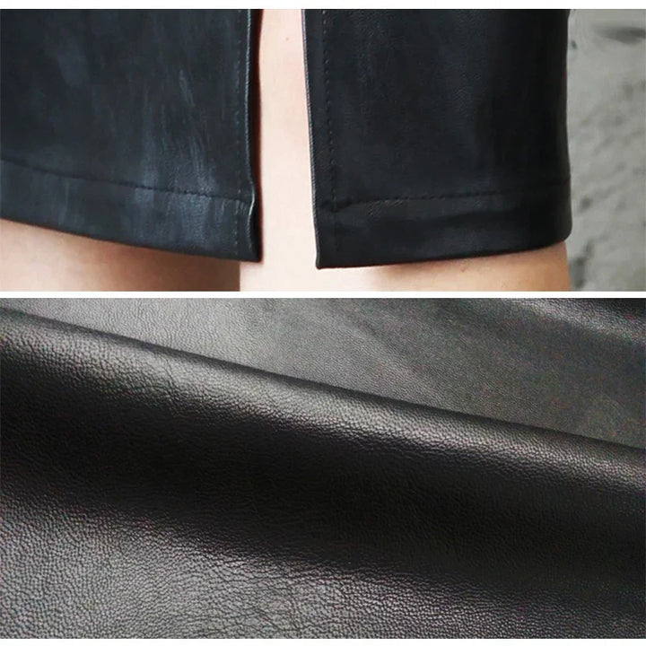 MONIQUE™ – Sleek Black Leather Pencil Skirt