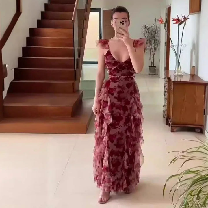 MARIELA™ – Romantic Floral Ruffle Maxi Dress