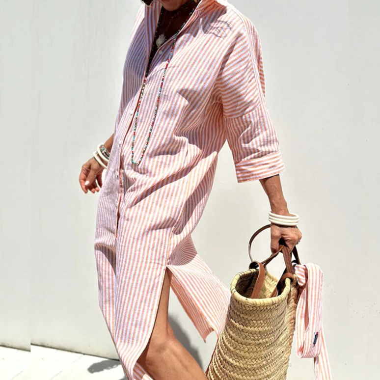 TRIXIE™ - Elegant Striped Shirt Dress