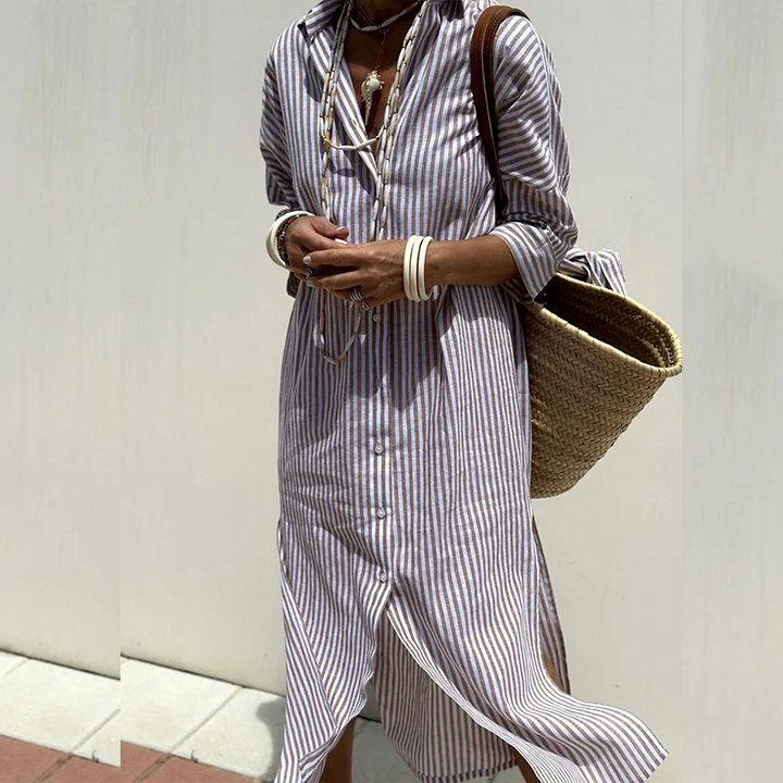 TRIXIE™ - Elegant Striped Shirt Dress